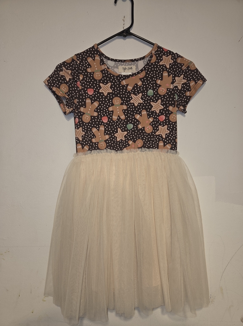 Taylor Joelle Gingerbread Tulle Party Dress - Brown & Cream 10